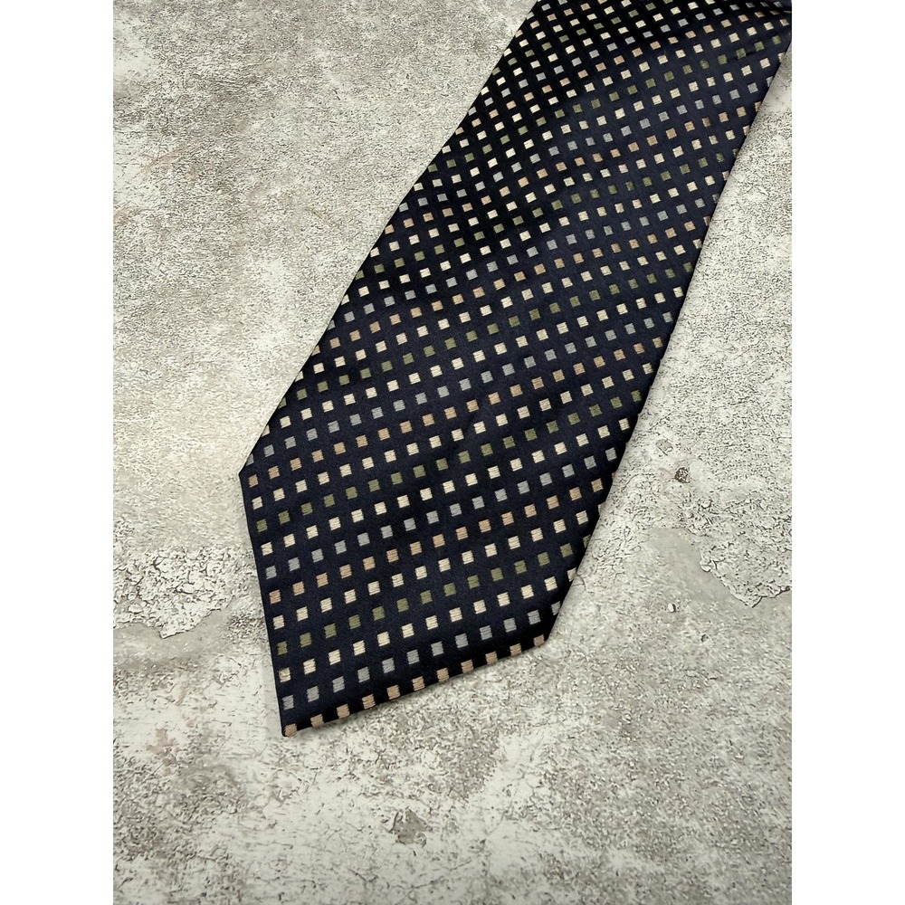 Beau Brummel Silk Tie Mens One Size Blue Geometric Pointed Made In China Necktie